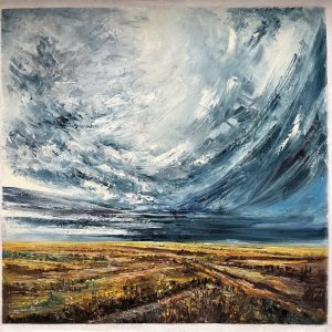 Thundering rain clouds, 87 x 87 cm (2023) oil on canvas
