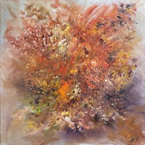 bloom eruption, 80 x 80 cm (2025), oil on canvas